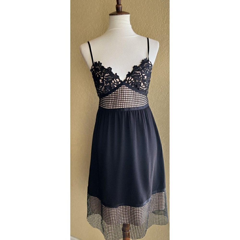 Theory Womens Black Melaena Blush Contrast Crochet Lace Dress Multi sizes $455